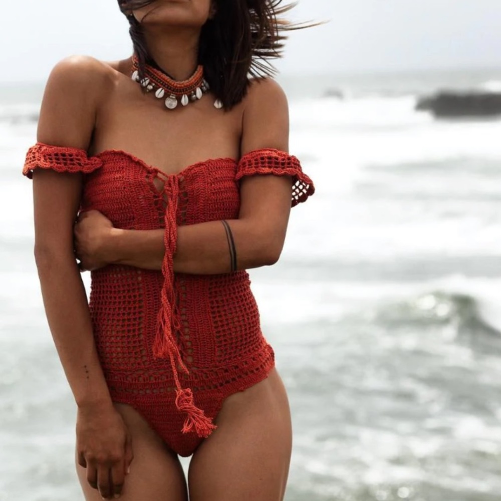 Andi Bagus Birdie One Piece Crochet Swimsuit (BLACK) Size S/M